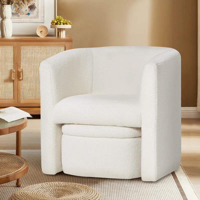 Braedin Upholstered Accent Chair & Storable Ottoman, No Assembly Required