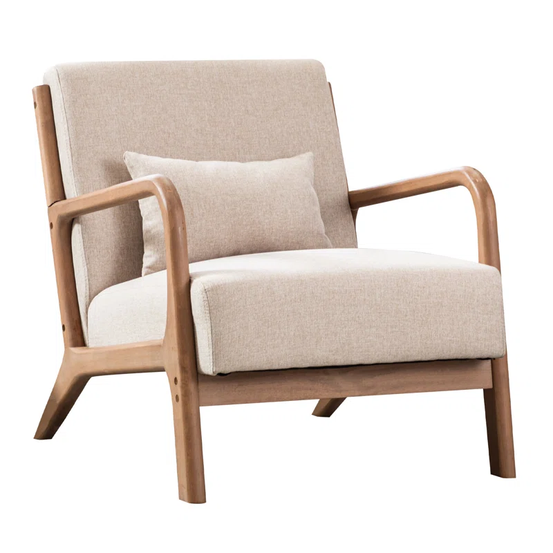Hertford 26" Wide Mid Century Upholstered Solid Wood Accent Chair with an Extra Pillow - Image 3