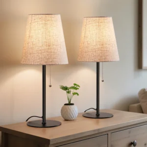 19" Classic Black Metal Table Lamp for Living Room,Bedroom,Bedside Lamp (Set of 2)