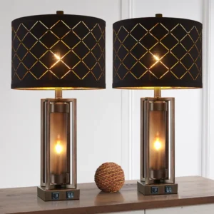 26" Louann Table Lamp Set With Night Light And USB Ports (Set of 2)