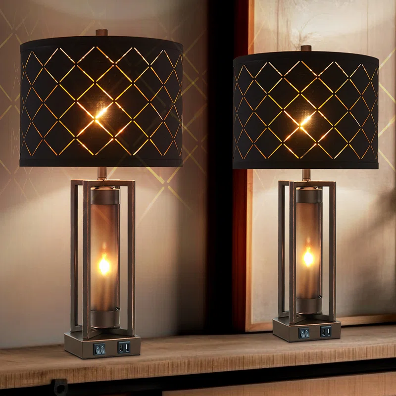 26" Louann Table Lamp Set With Night Light And USB Ports (Set of 2) - Image 2