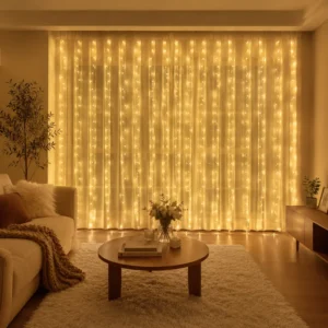 300 LED Curtain String Lights 9.8ft x 9.8ft, Plug-in Fairy Lights with Remote Control, 8 Modes Linkable for Bedroom Window Wall