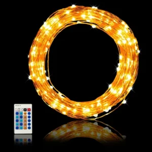 99 ft LED Fairy String Lights with 300 LEDs, 2700K Warm White, Remote Control, Outdoor & Indoor Use
