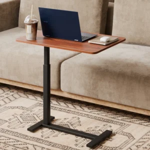 Multi-Function Adjustable and Movable Overbed Table, C-shaped end table with Hidden Casters