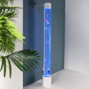 Sensory Water Bubble Tube Lamp with Colorful LED Lights and Swimming Fish - Calming Aquarium Night Light